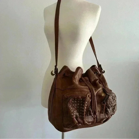 Frye Large Leather Drawstring Bag - Picture 1 of 16